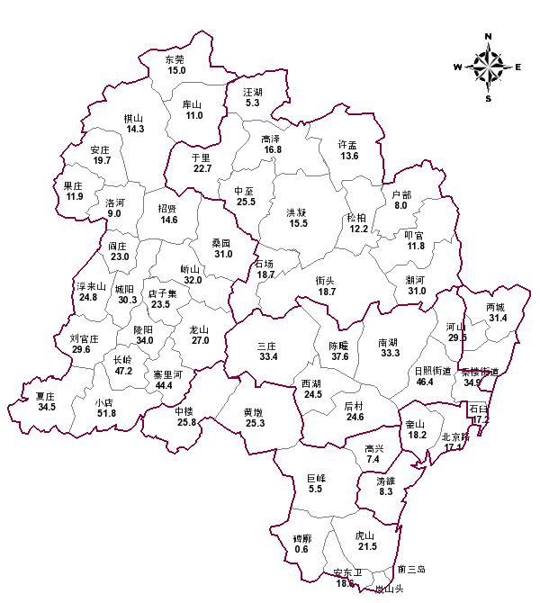 日照市乡镇平均雨量分布图(7月27日17时至28日07时)日照讯27日夜间至